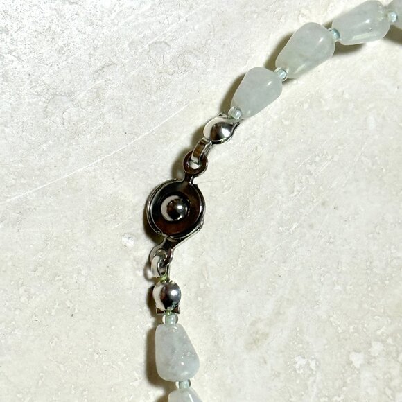 Genuine Blue Aquamarine & Rainbow Moonstone Bracelet, Beaded Gemstone Bracelet - Picture 6 of 10